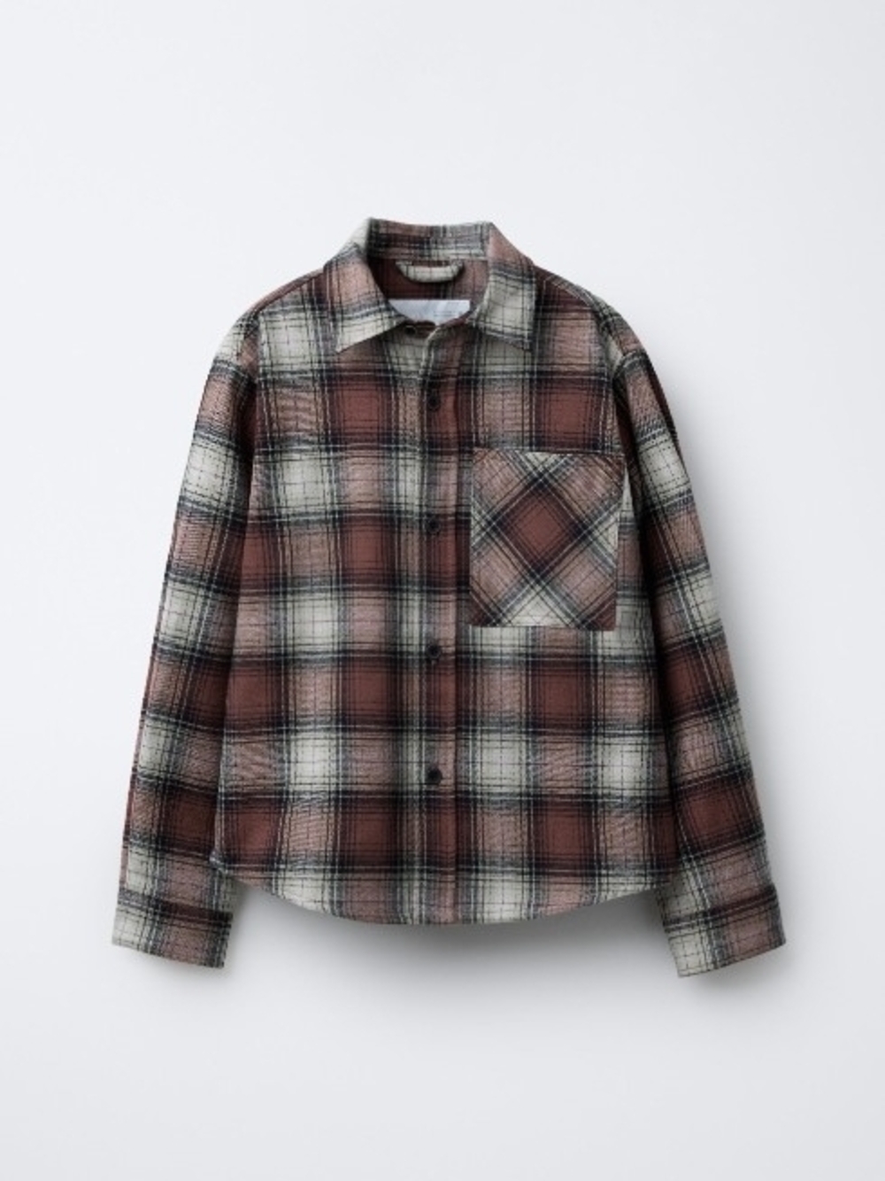 Zara Kids Plaid Button-Down Shirt in Brown and Cream